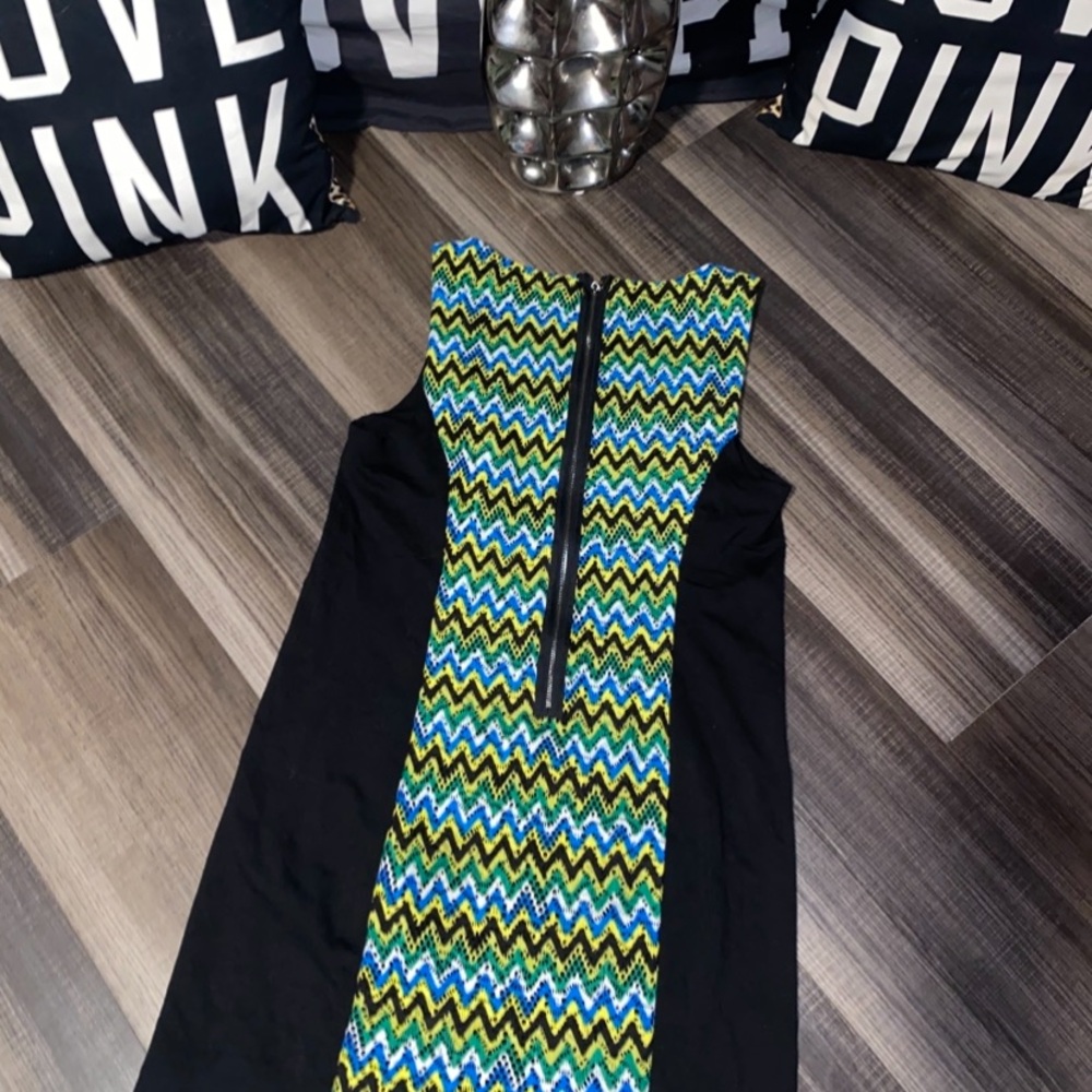 Kensie Black and Blue Sheath Mini Dress Sleeveless Scoop Neck - Picture 5 of 13
